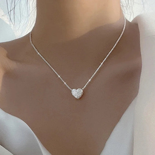 Silver Heart Hammered Love Necklace